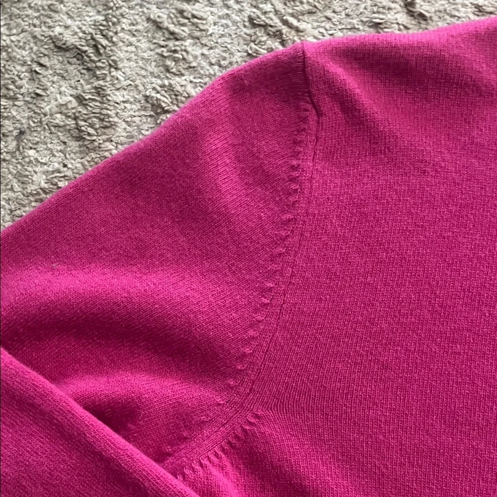 Bianco & Blu Fuchsia Pink Italian Crewneck Cashmere Wool Boxy Sweater Large